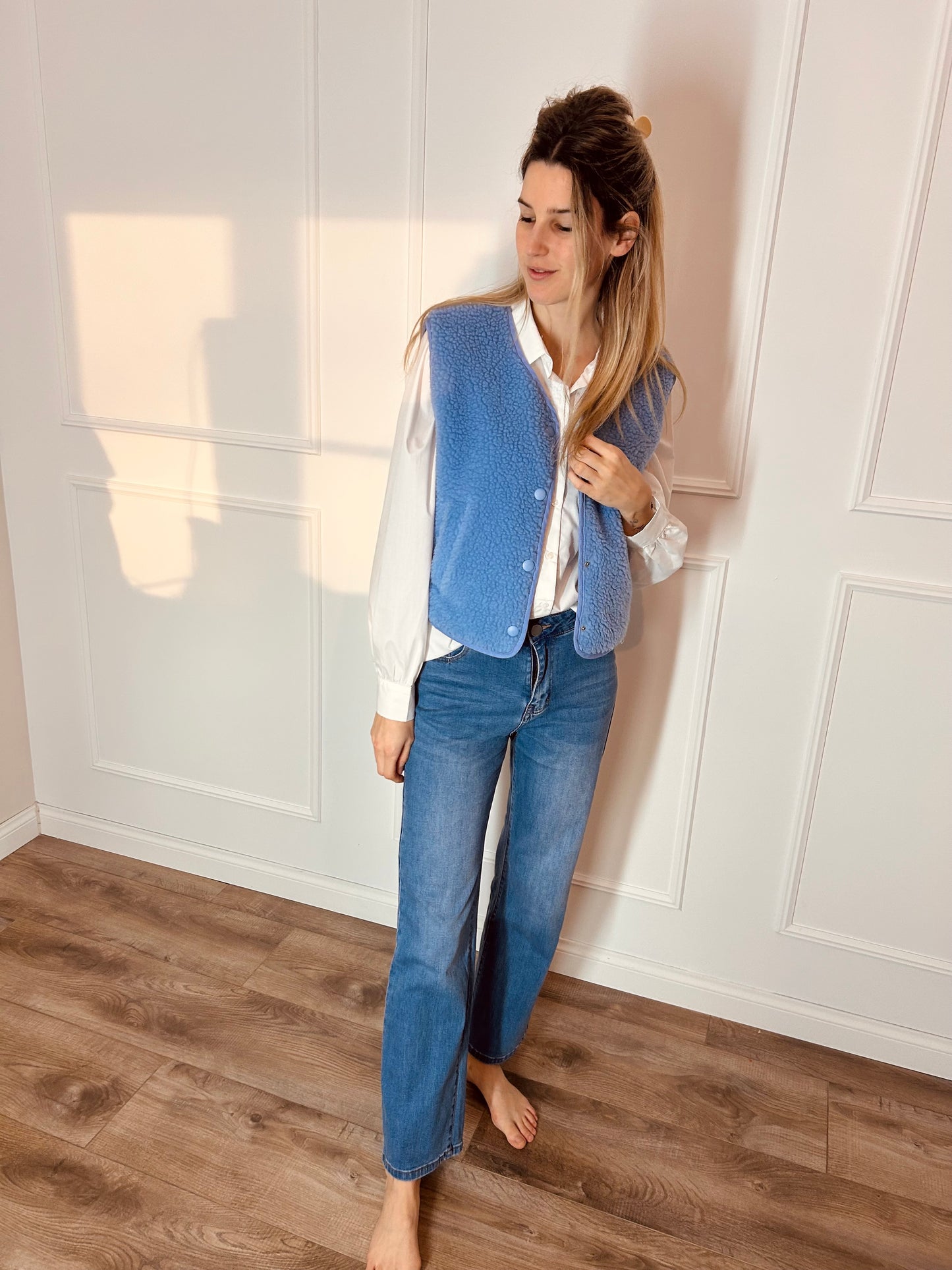 Teddy vest Essentiel blauw