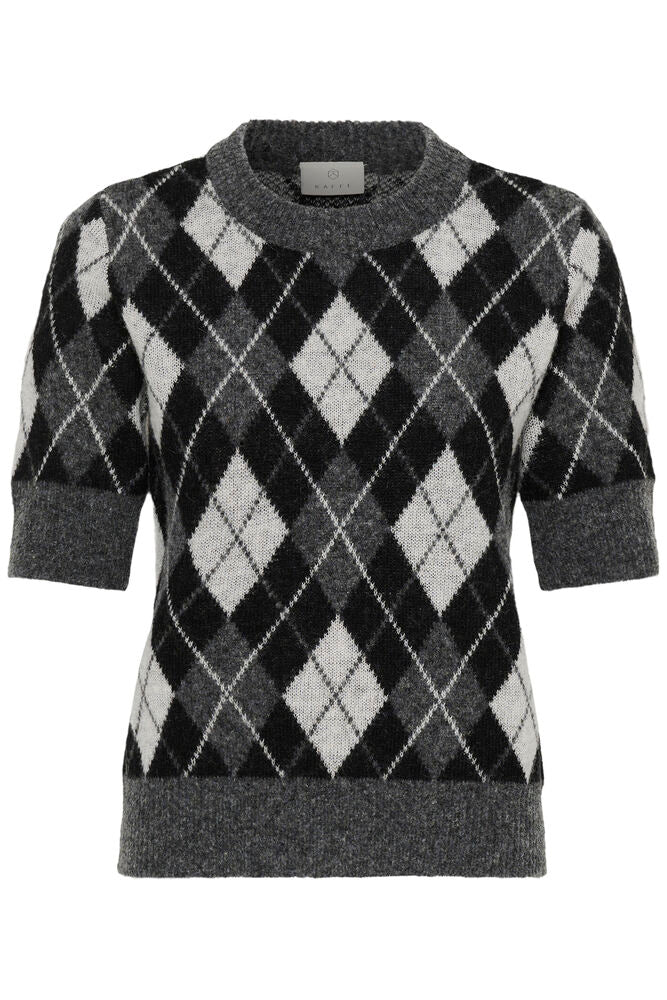 Kaffe Harlow Pullover - Dark Grey/Black/White Argyle