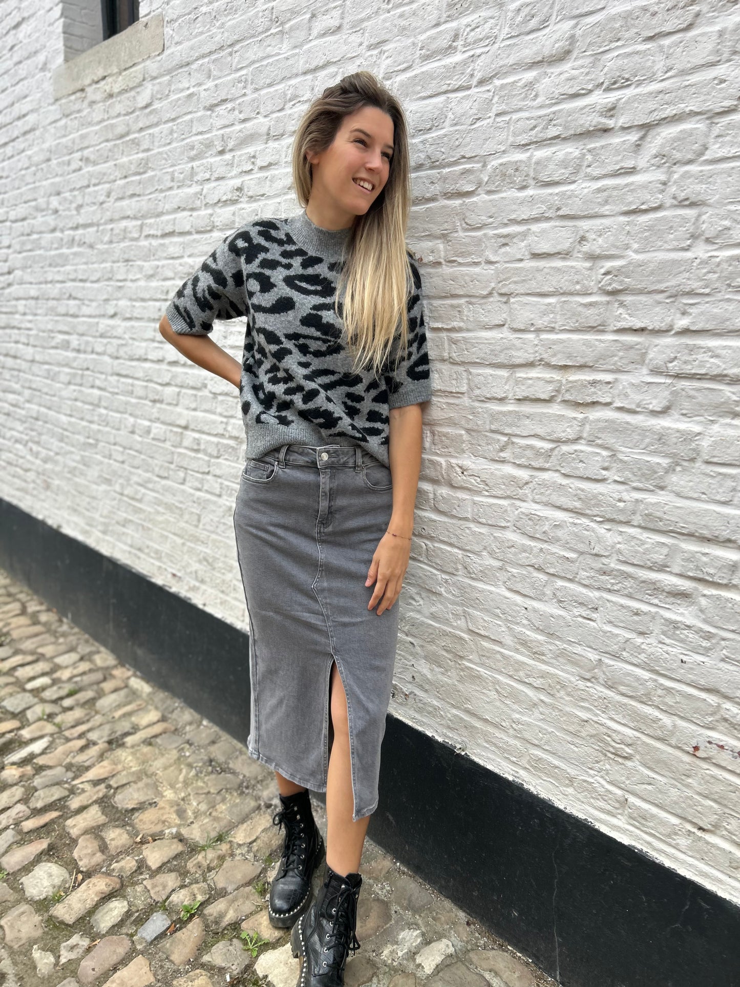 Sandra pullover zwart/grijs Kaffe