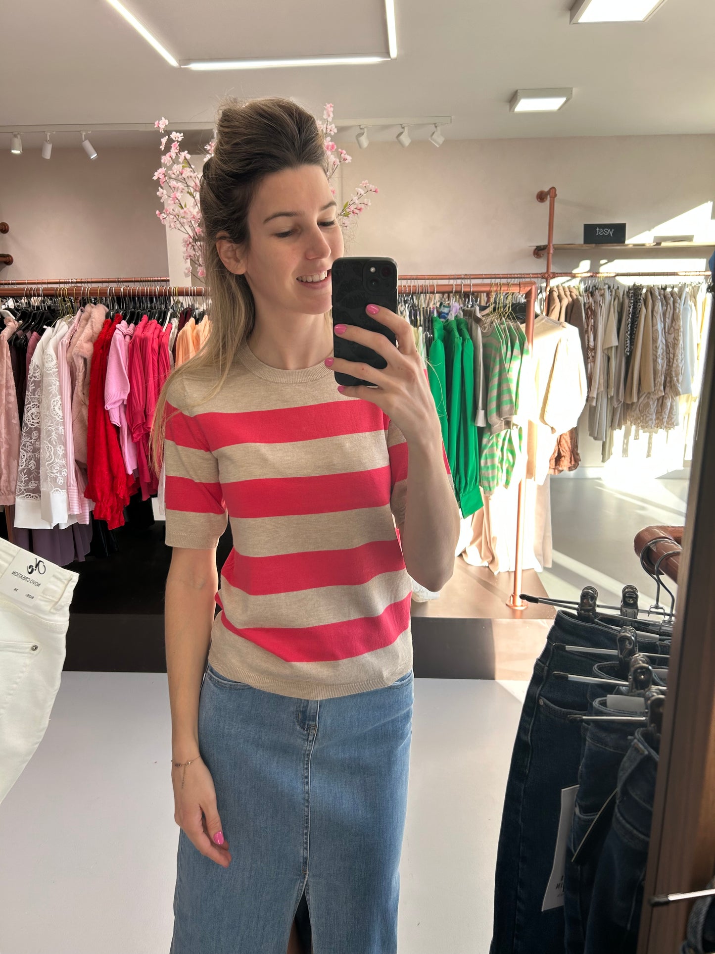 Lizza striped knit raspberry Kaffe