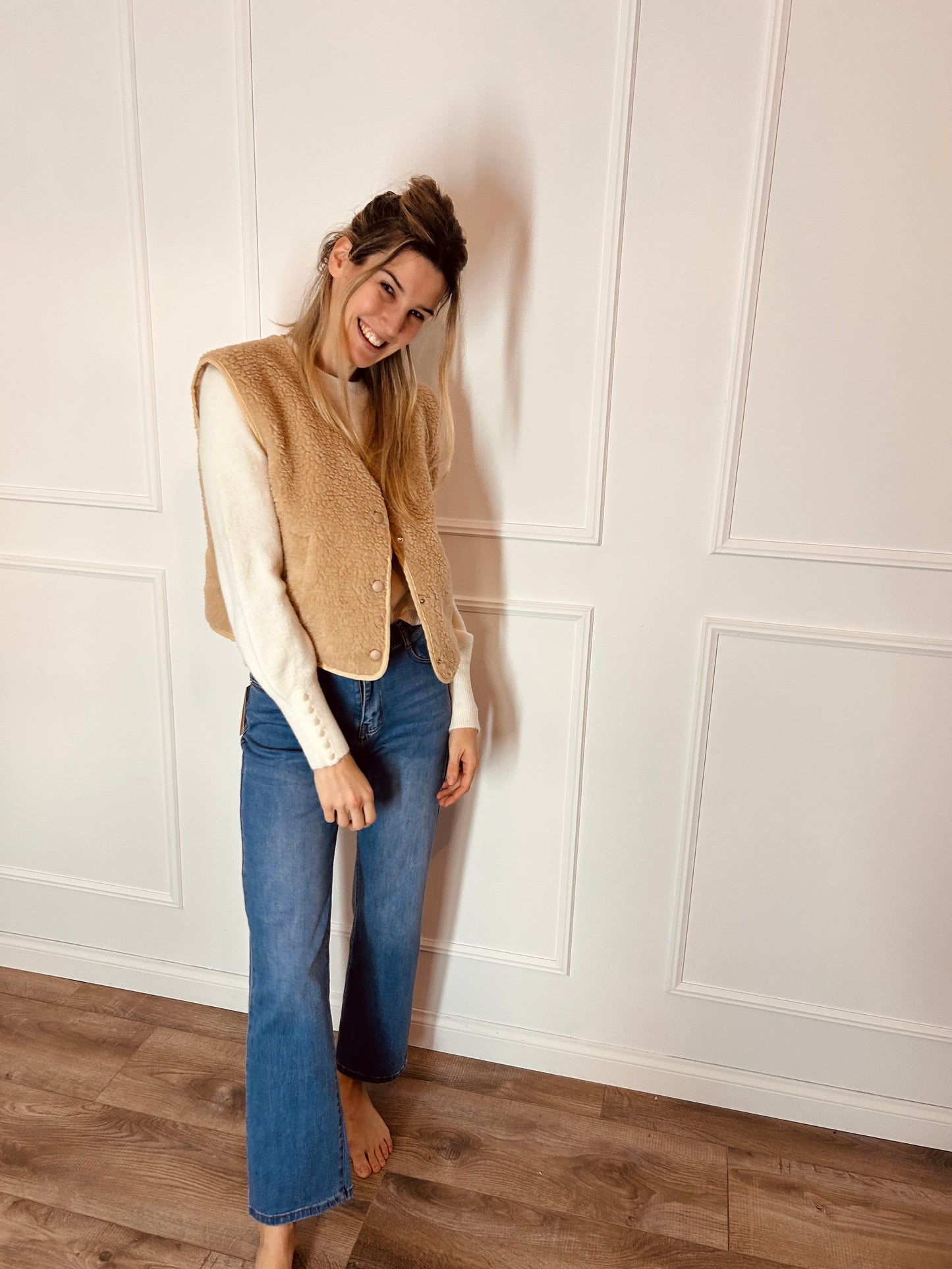 Teddy vest Essentiel beige