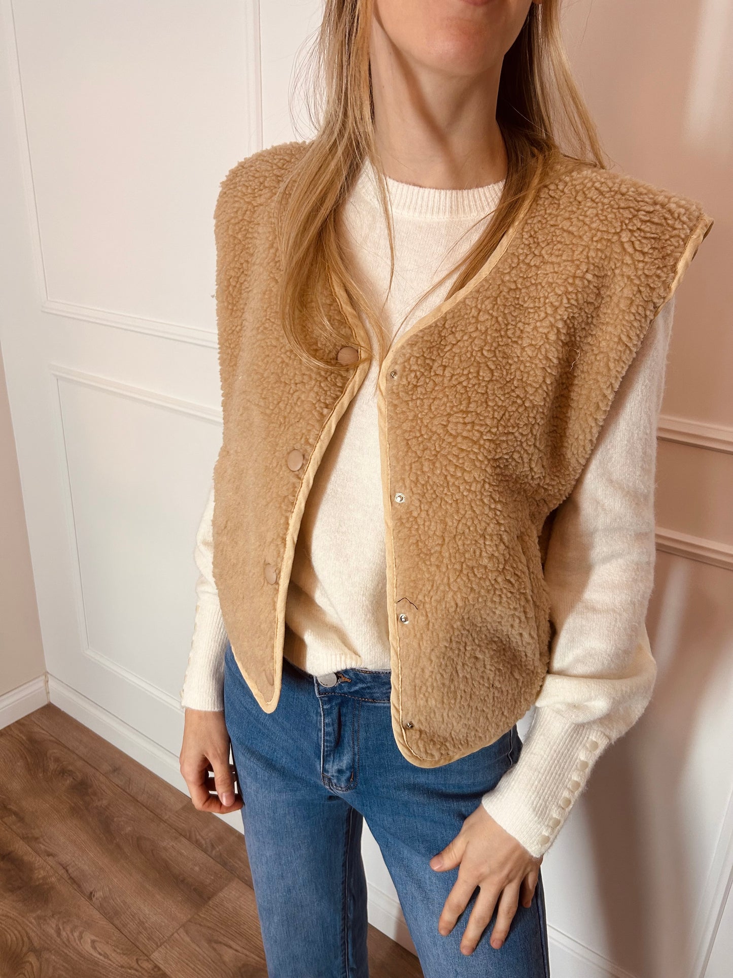 Teddy vest Essentiel beige