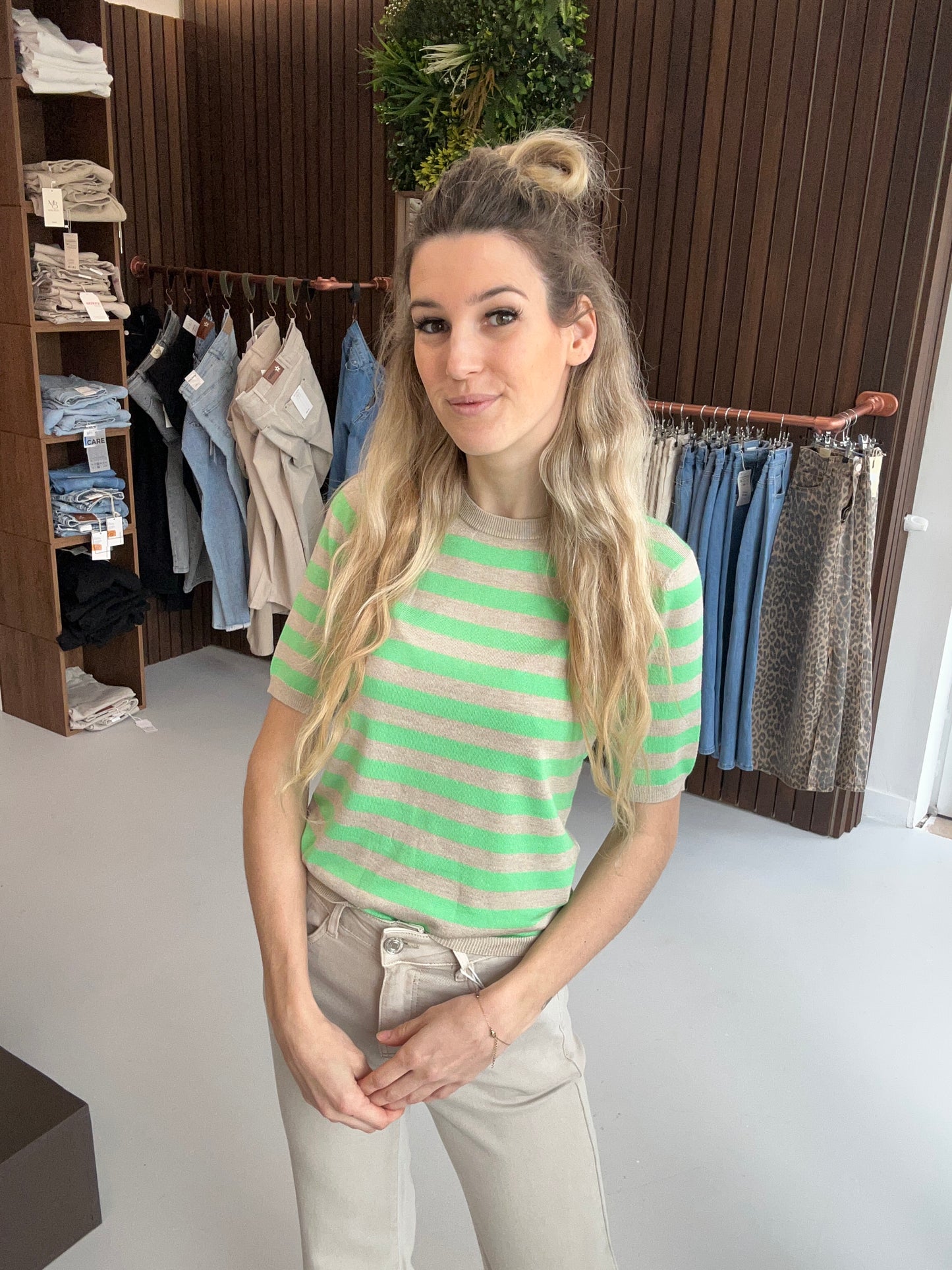 Lizza striped knit green Kaffe