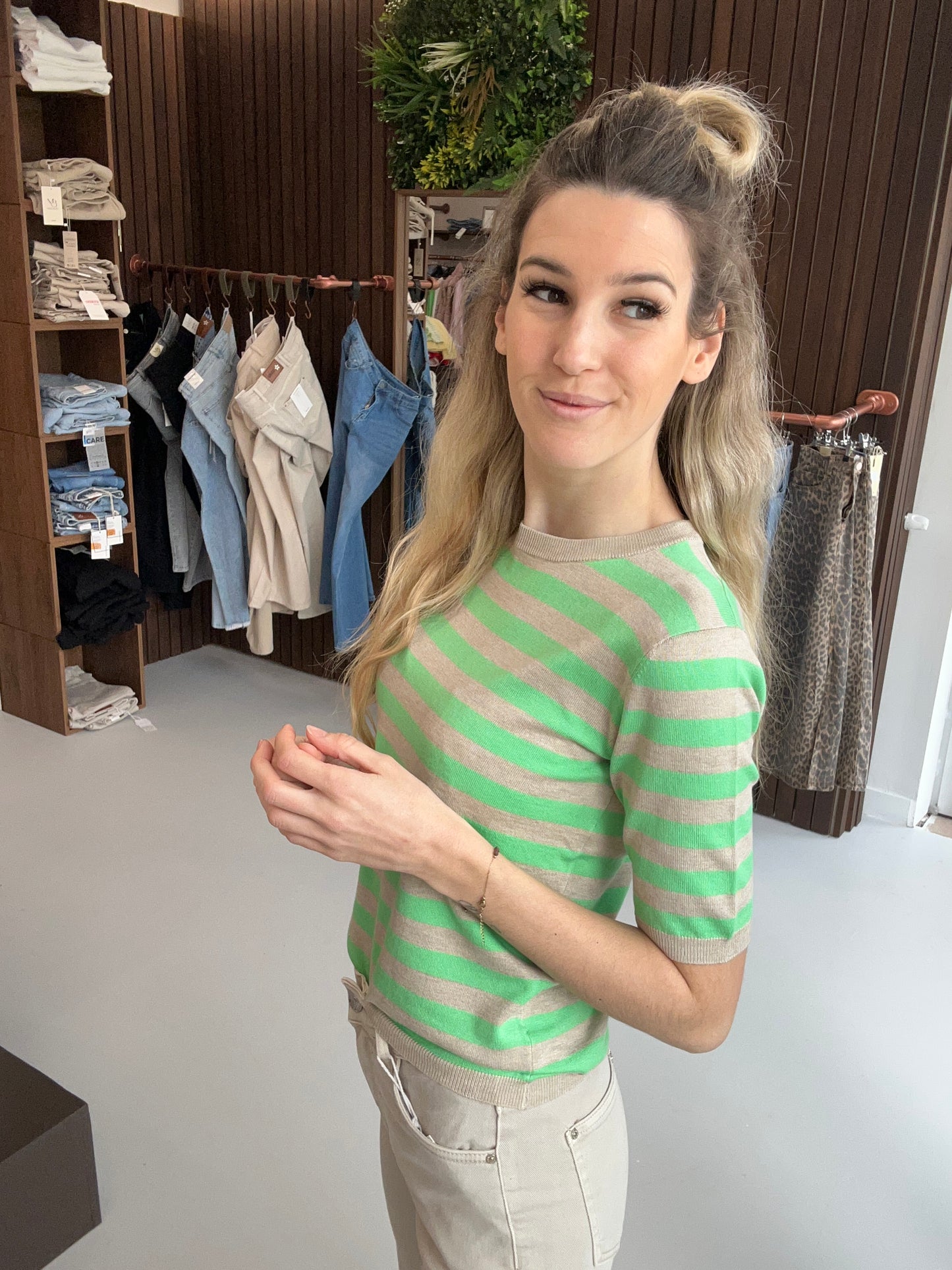 Lizza striped knit green Kaffe