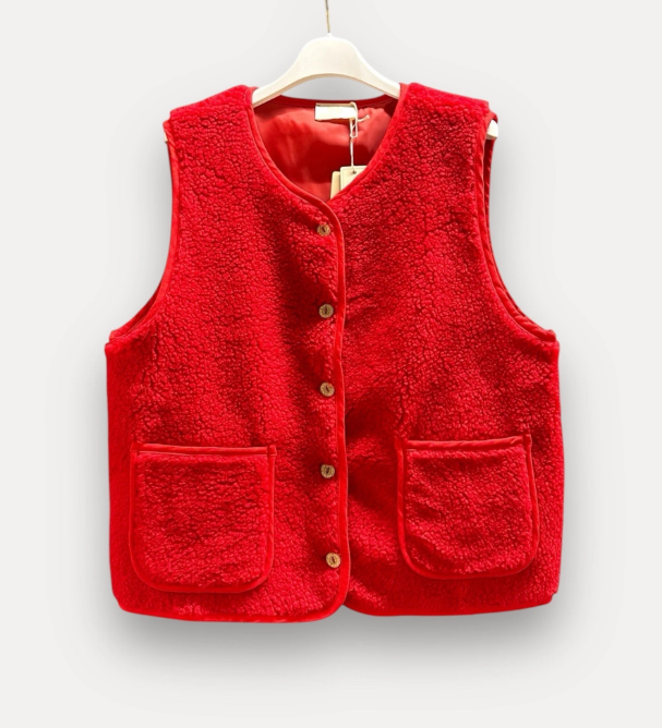 Teddy vest Jelka rood
