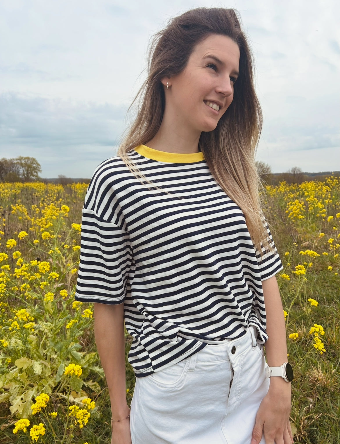 T-shirt Isa streepjes navy/white
