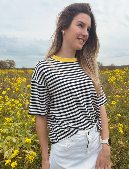 T-shirt Isa streepjes navy/white