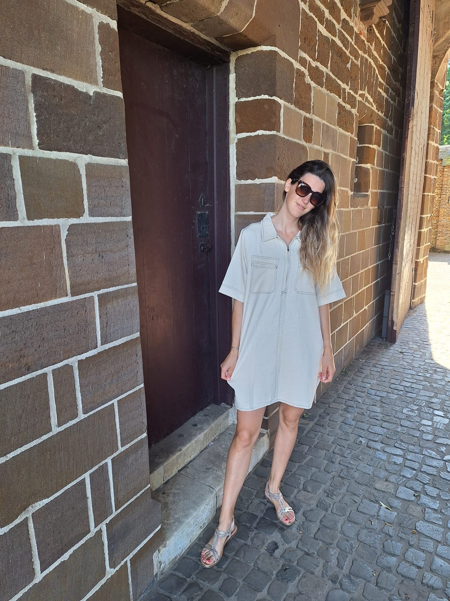 Jeans jurk Azra beige