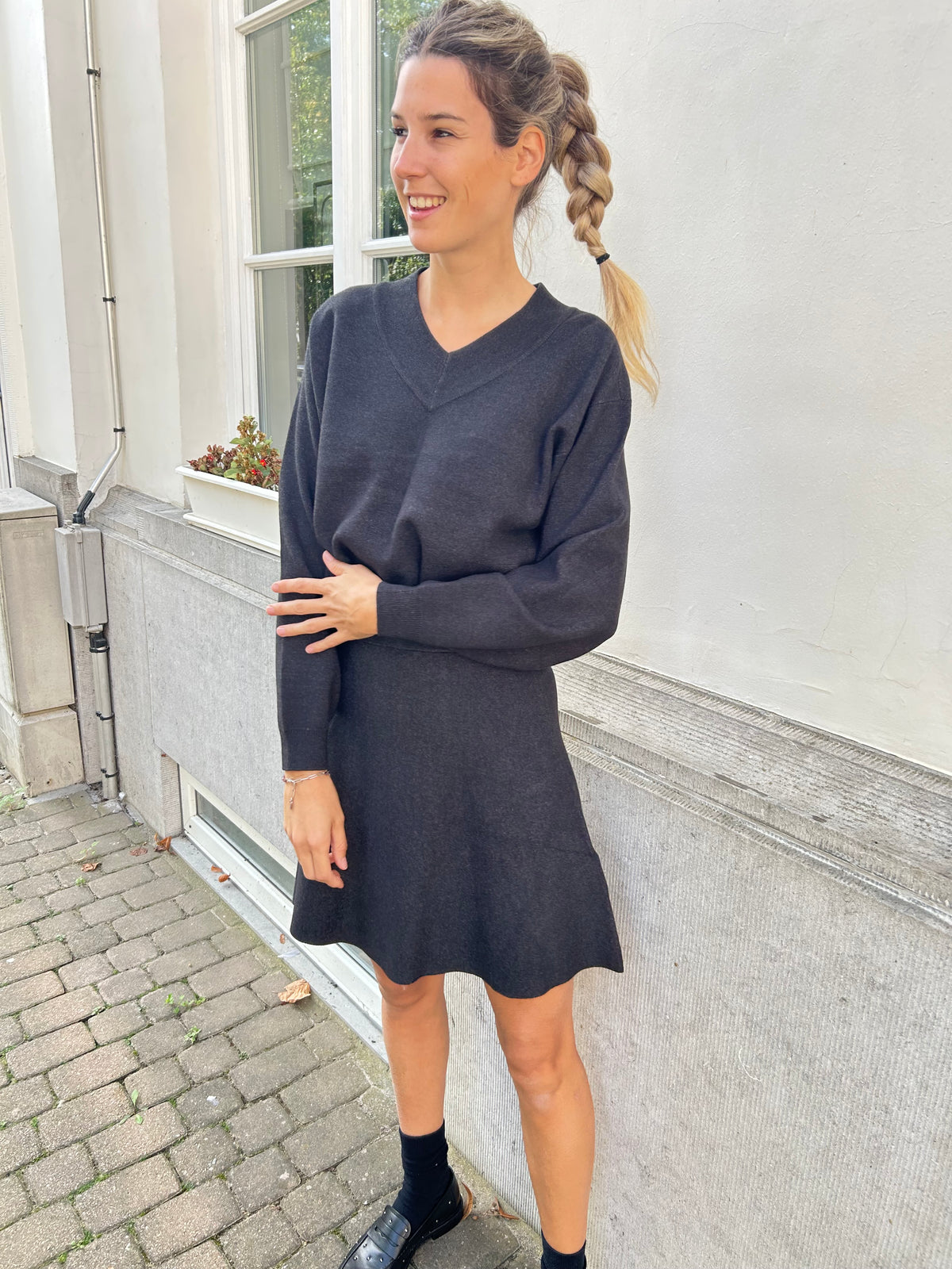 Kaffe Knit Pullover Loana - Dark Grey Melange - Grey