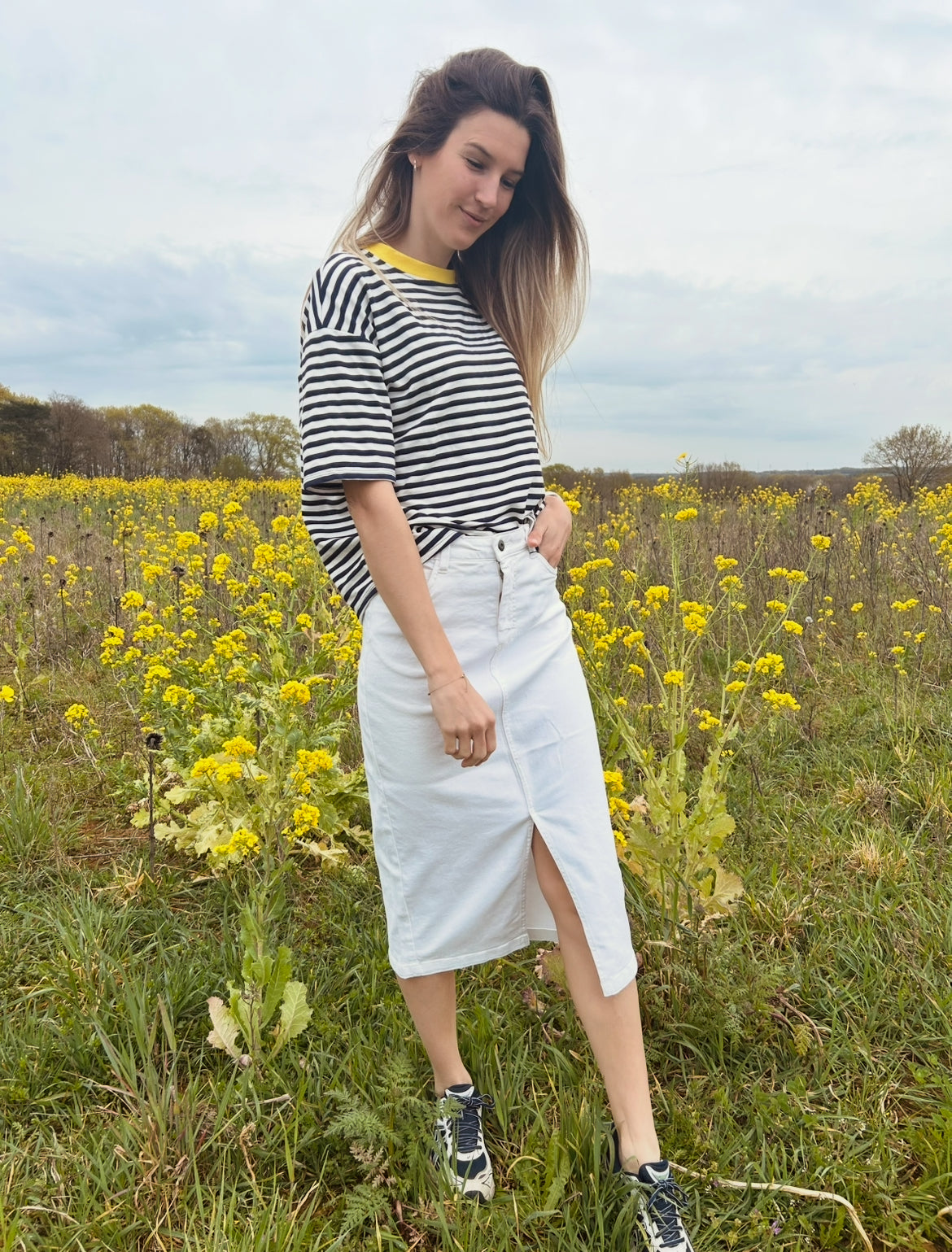 T-shirt Isa streepjes navy/white