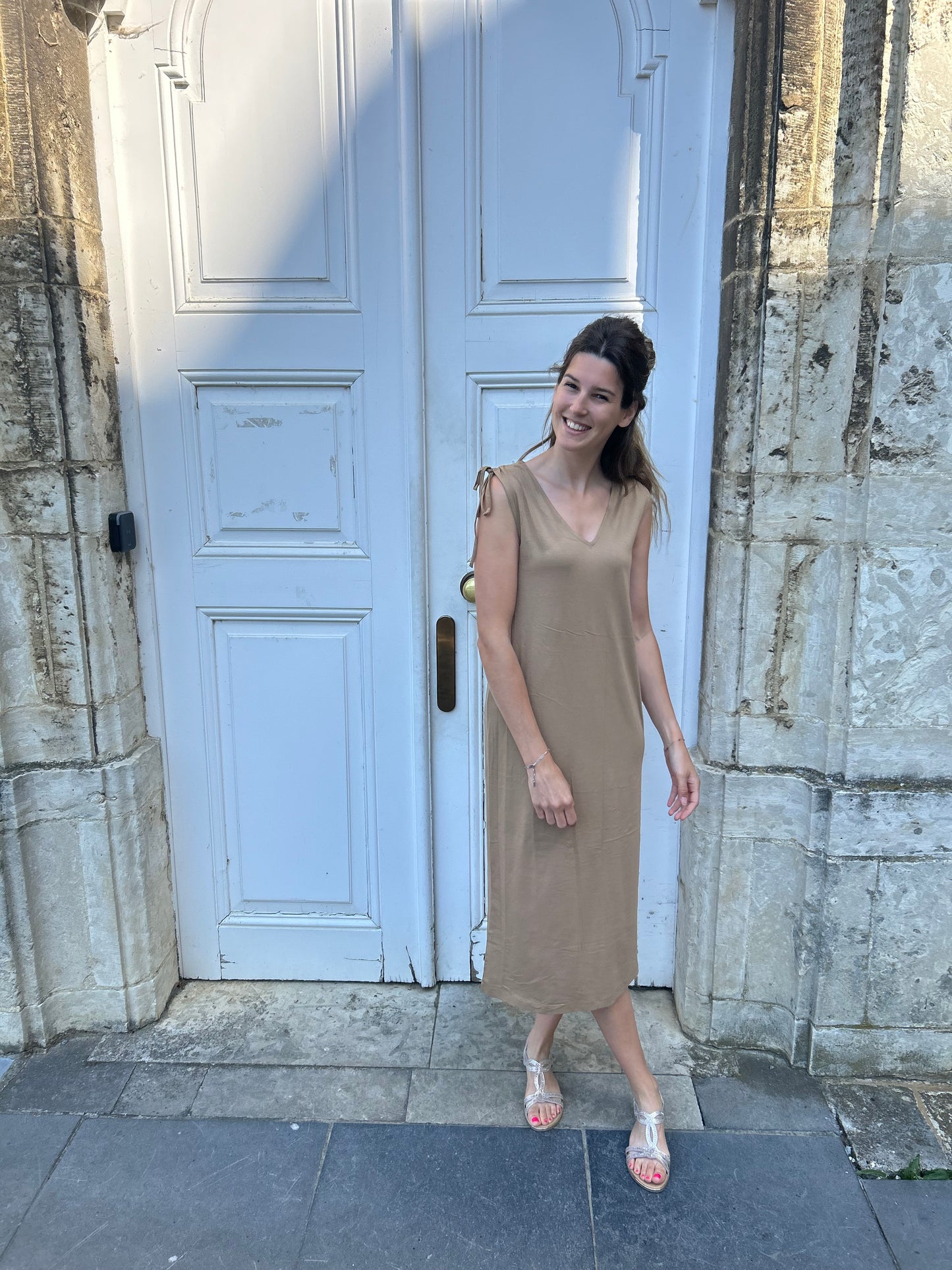 Yest jurk Tekla Essential summer taupe