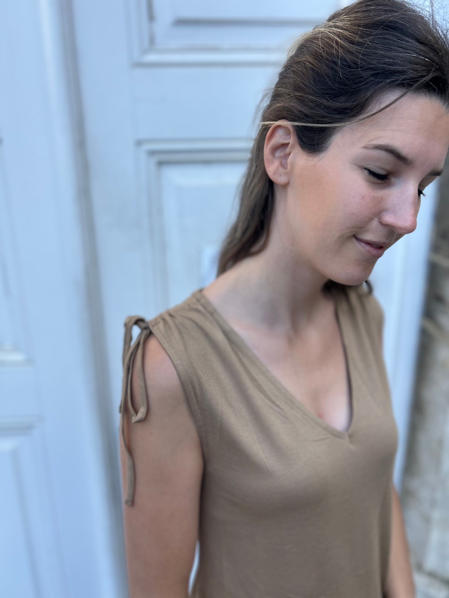 Yest jurk Tekla Essential summer taupe