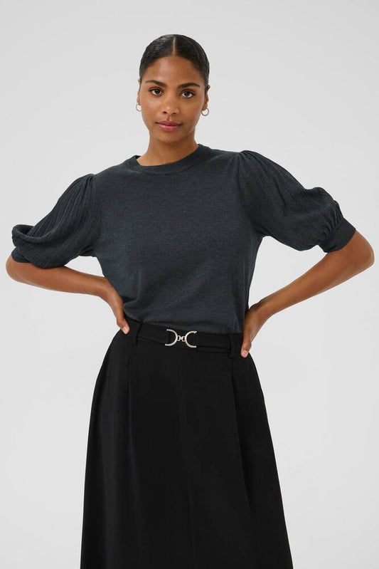 Lone Knit pullover 1/2 dark grey melange Kaffe