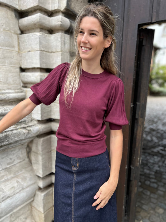 Kaffe Lone knit pullover 1/2 windsor wine