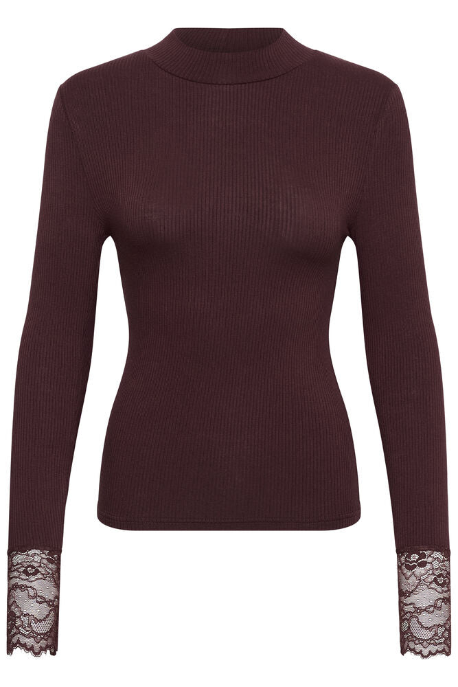 Kaffe Turtleneck T-Shirt Omi - Fudge red