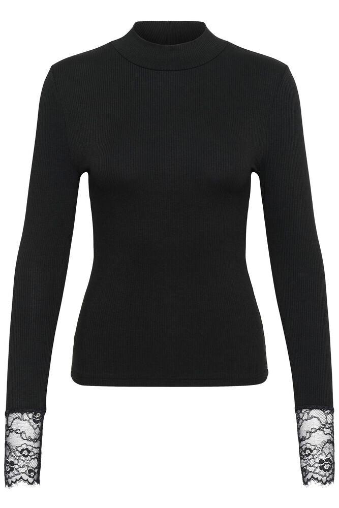 Kaffe Turtleneck T-Shirt Omi - Black Deep