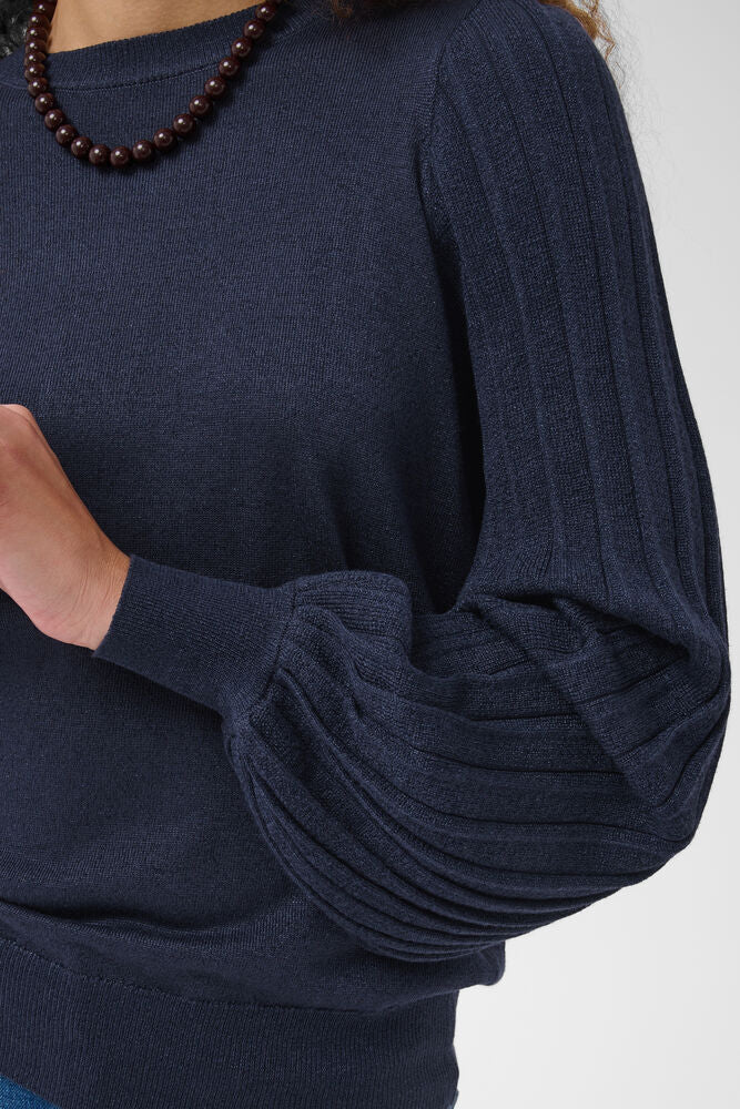 Kaffe regina Pleat LS Pullover - Graphite - Blue