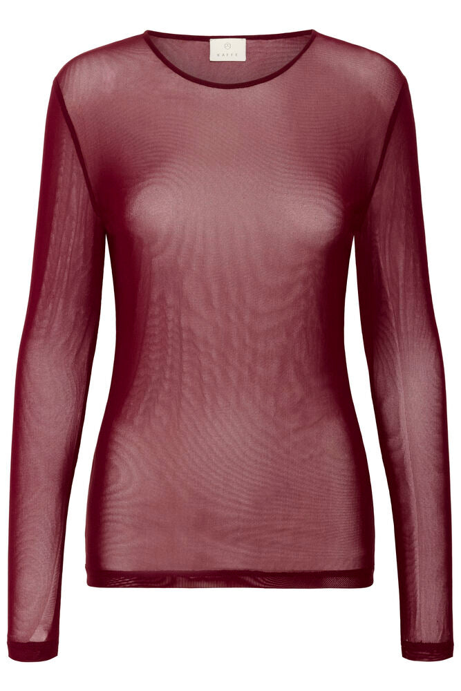 Kaffe Chai Mesh T-shirt Windsor Wine - Red