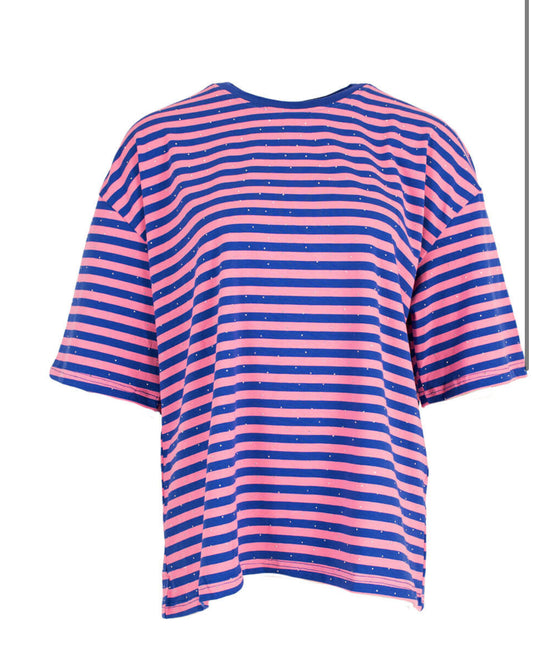 Streepjes T-shirt Aza kobalt