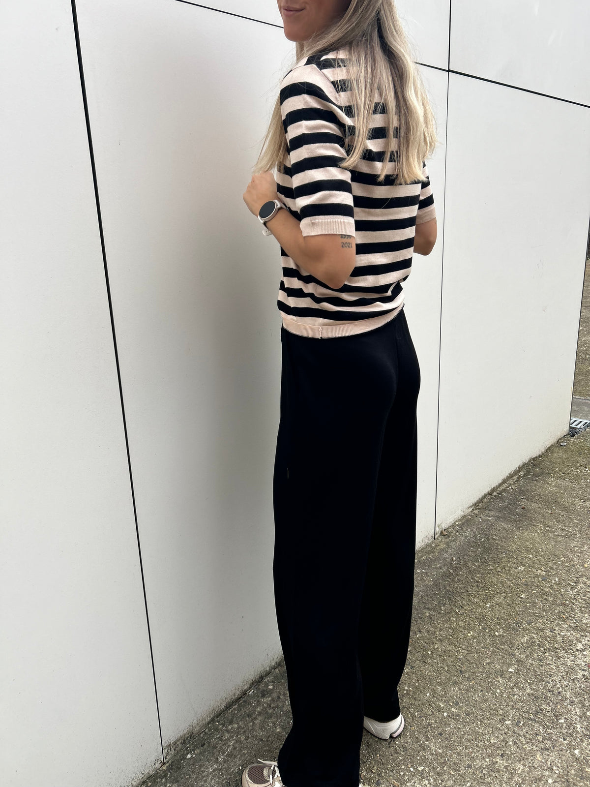 Kaffe Striped knit Lizza Smoke Gray/Black Deep