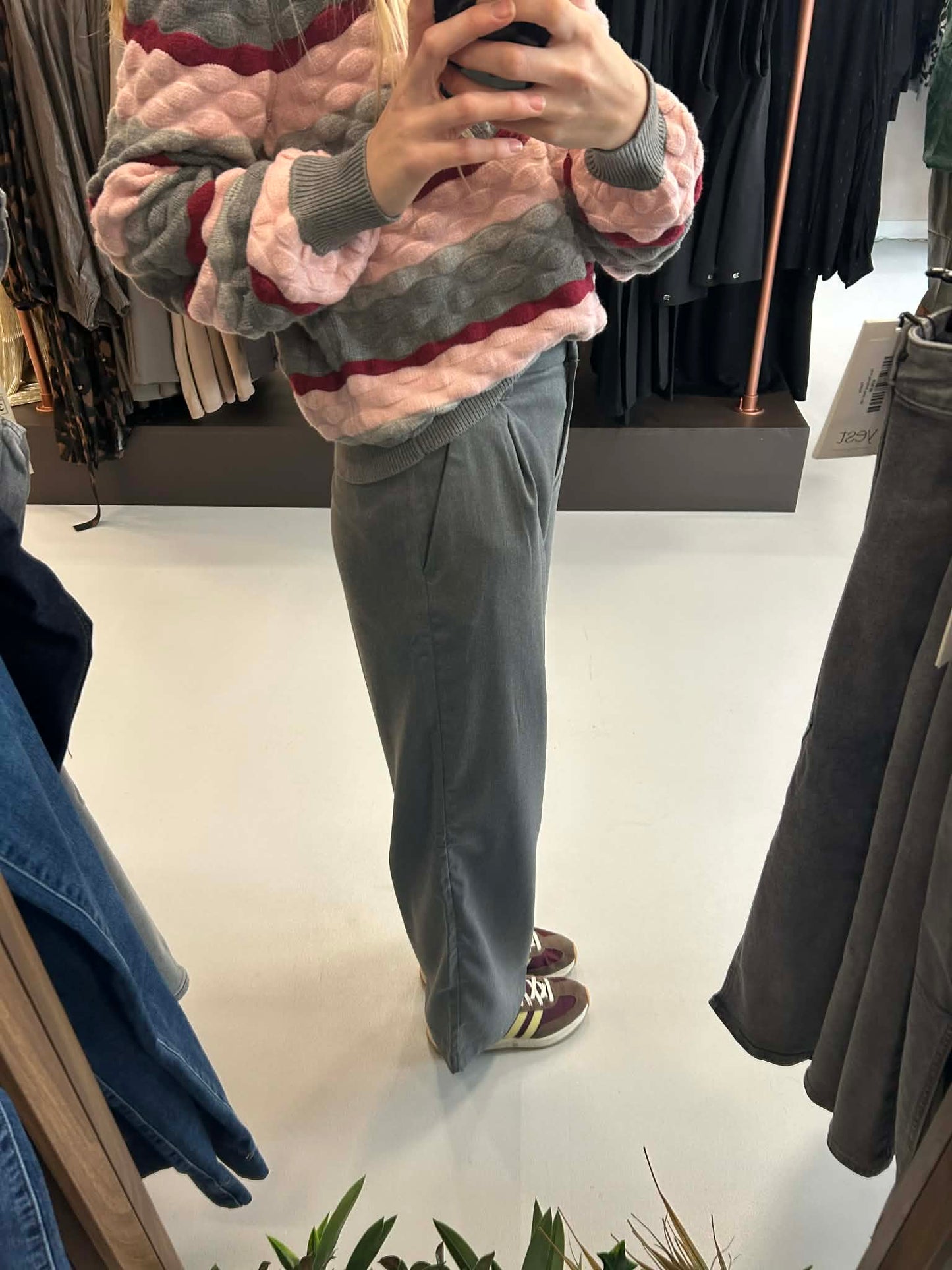 Flanellen wide fit broek Marina