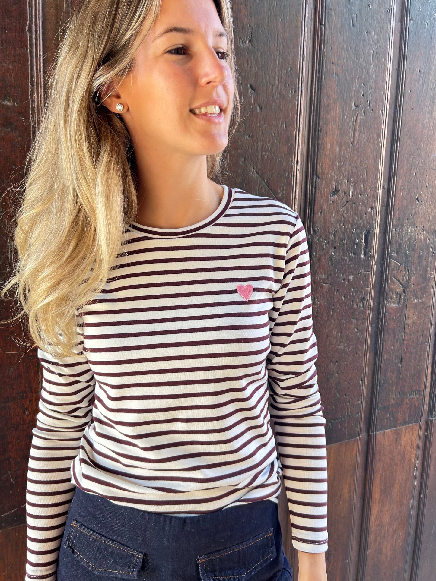 Kaffe Liddy T-Shirt - Chalk/Fudge-Wild Rose
