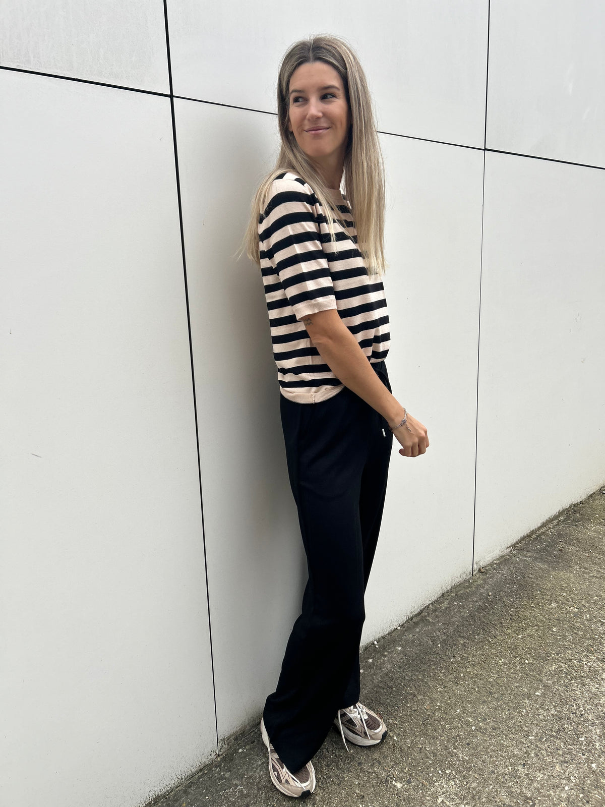 Kaffe Striped knit Lizza Smoke Gray/Black Deep