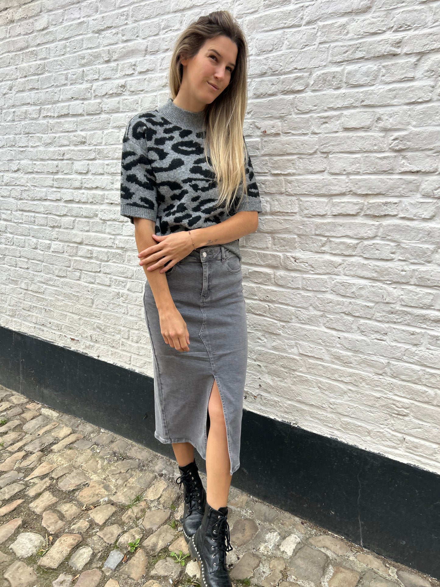 Sandra pullover zwart/grijs Kaffe