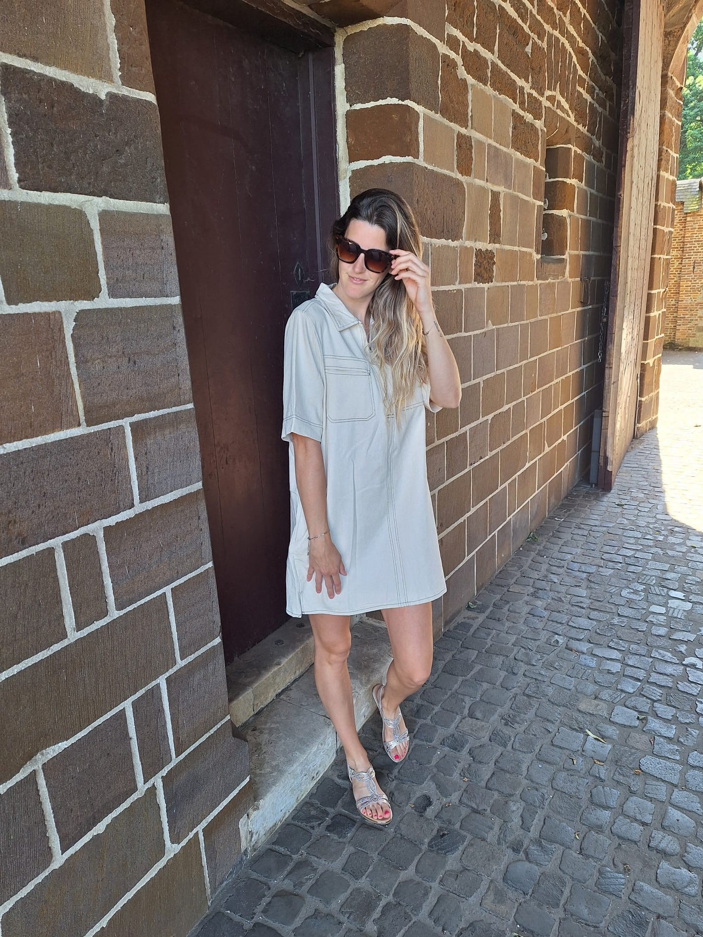 Jeans jurk Azra beige