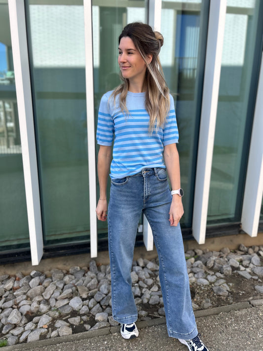 Kaffe striped knit Lizza blauw