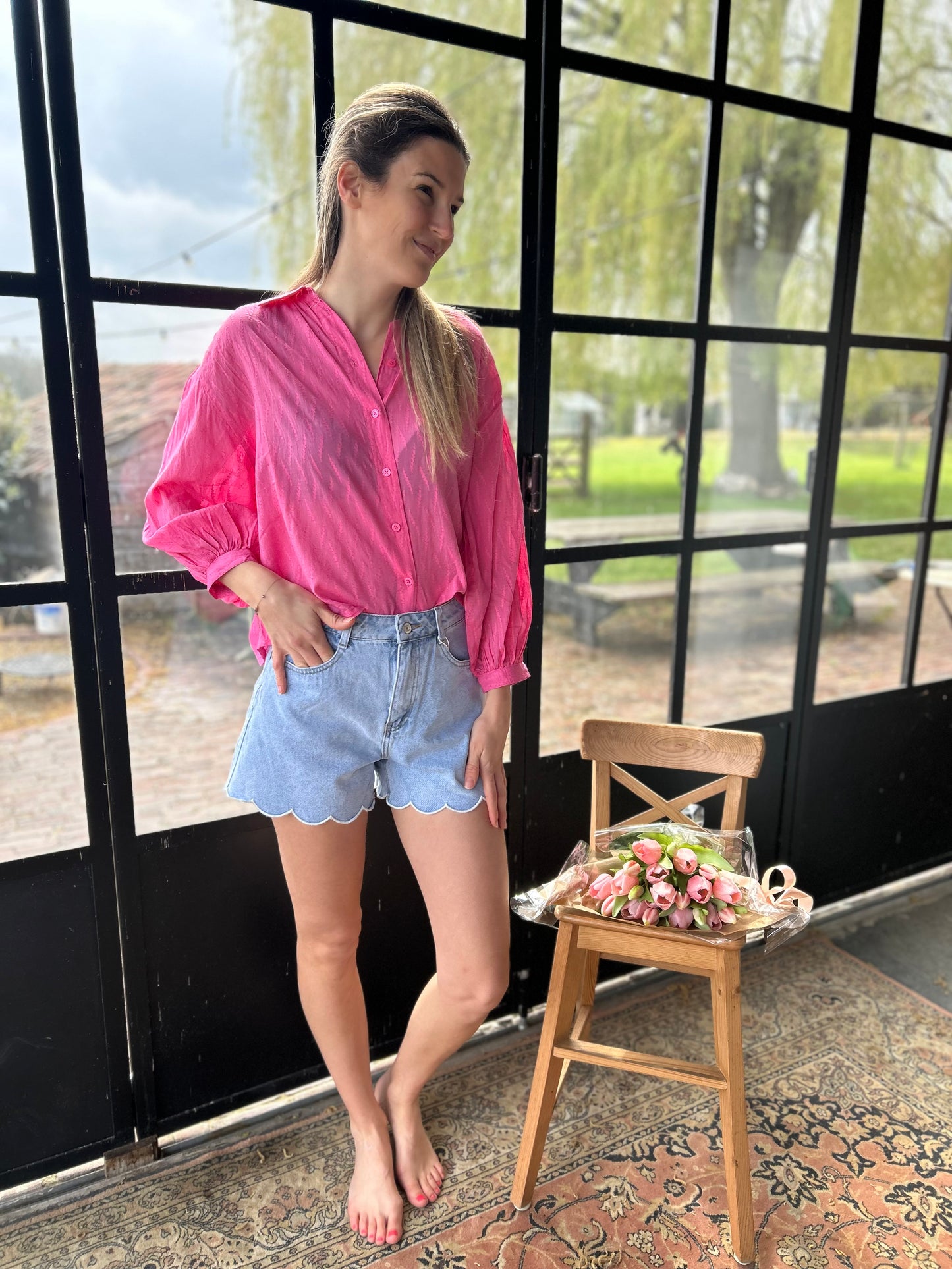 Jeansshort floral Oraije