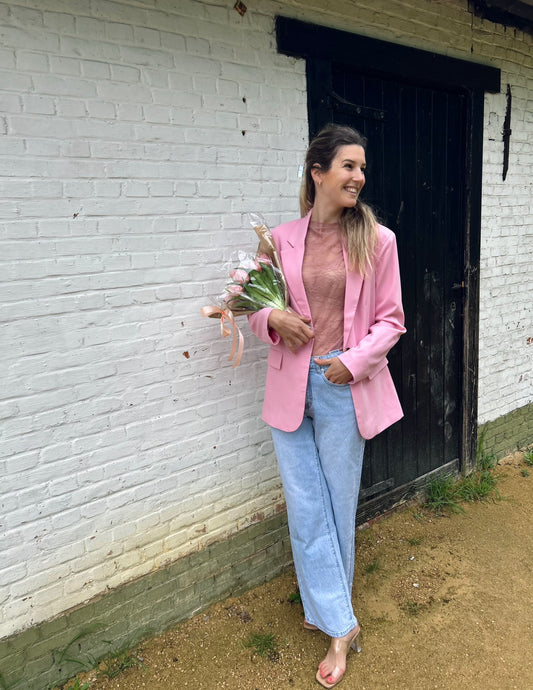 Kanten top Millie roze