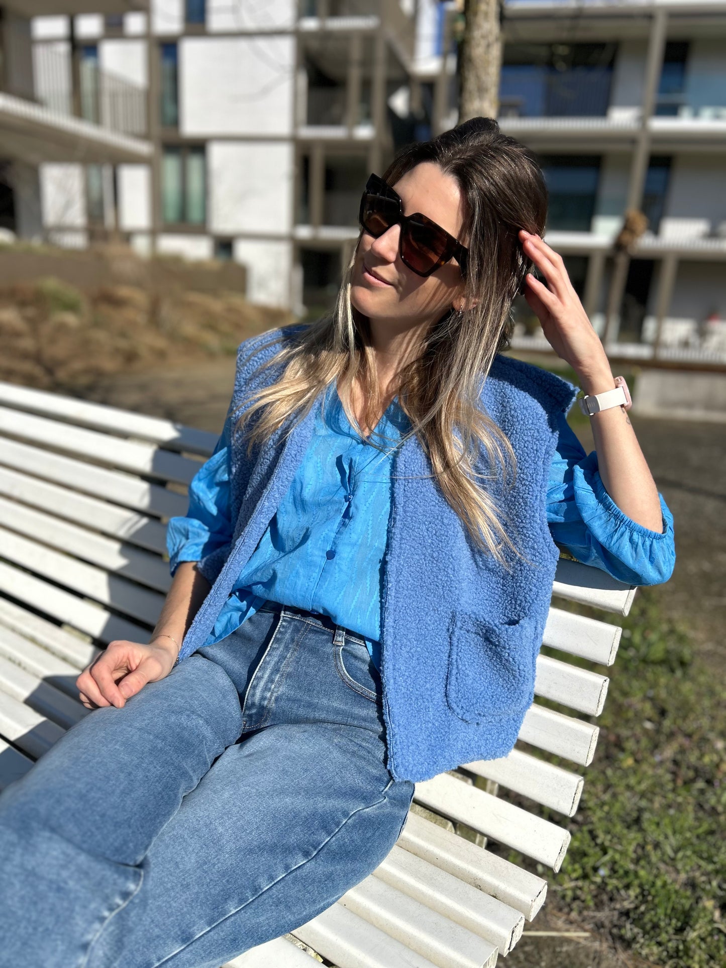 Kaffe hemd Gabriela V-neck blauw