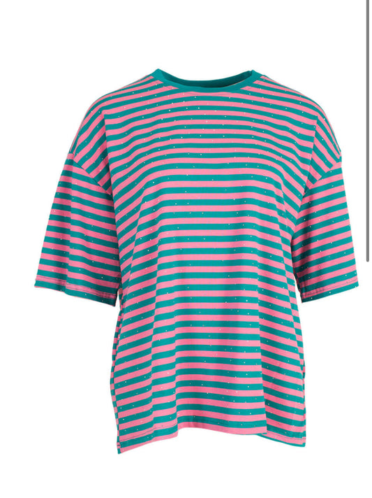 Streepjes T-shirt Aza turquoise