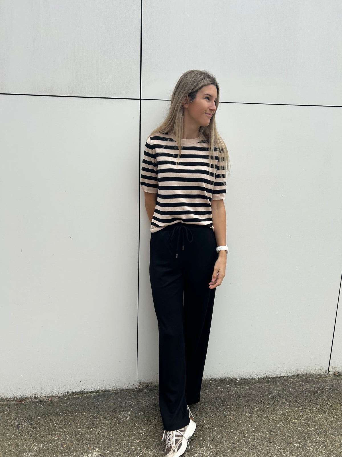 Kaffe Striped knit Lizza Smoke Gray/Black Deep