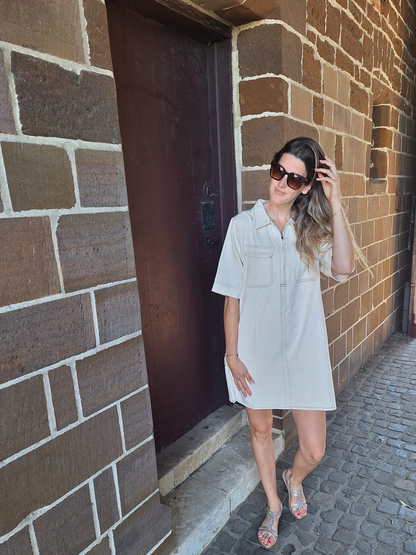 Jeans jurk Azra beige