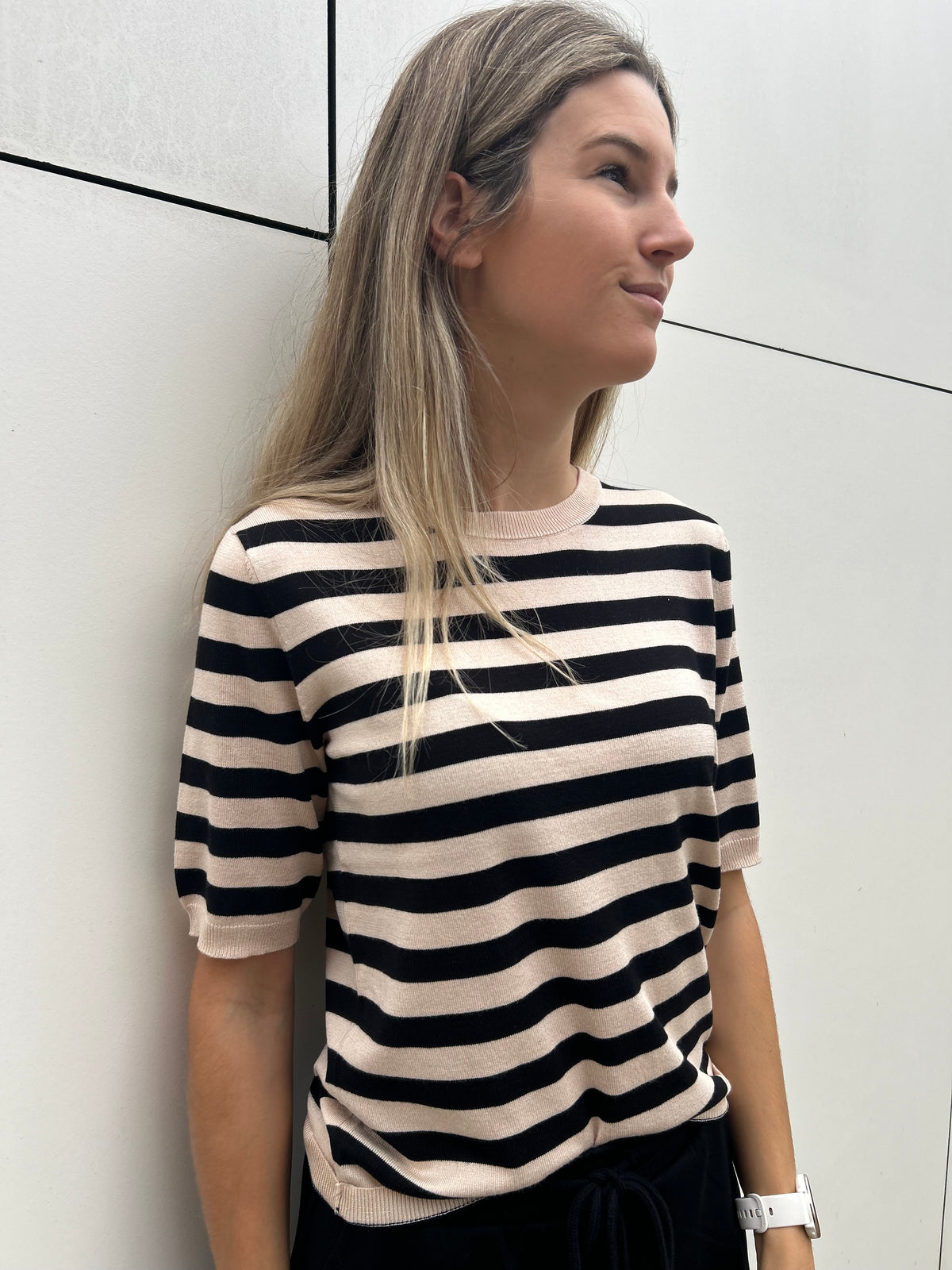 Kaffe Striped knit Lizza Smoke Gray/Black Deep