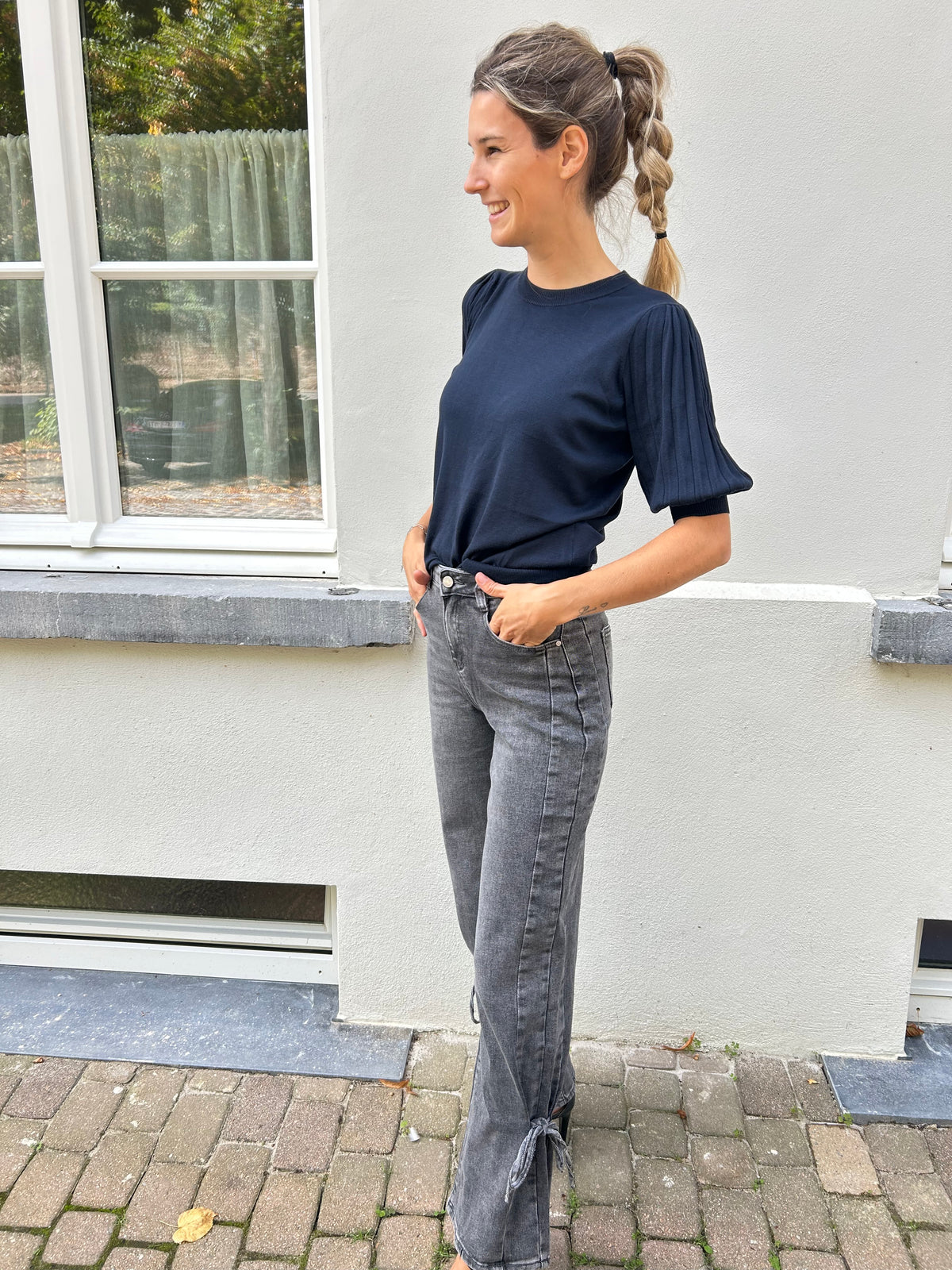 Kaffe Lone Knit pullover 1/2 Navy