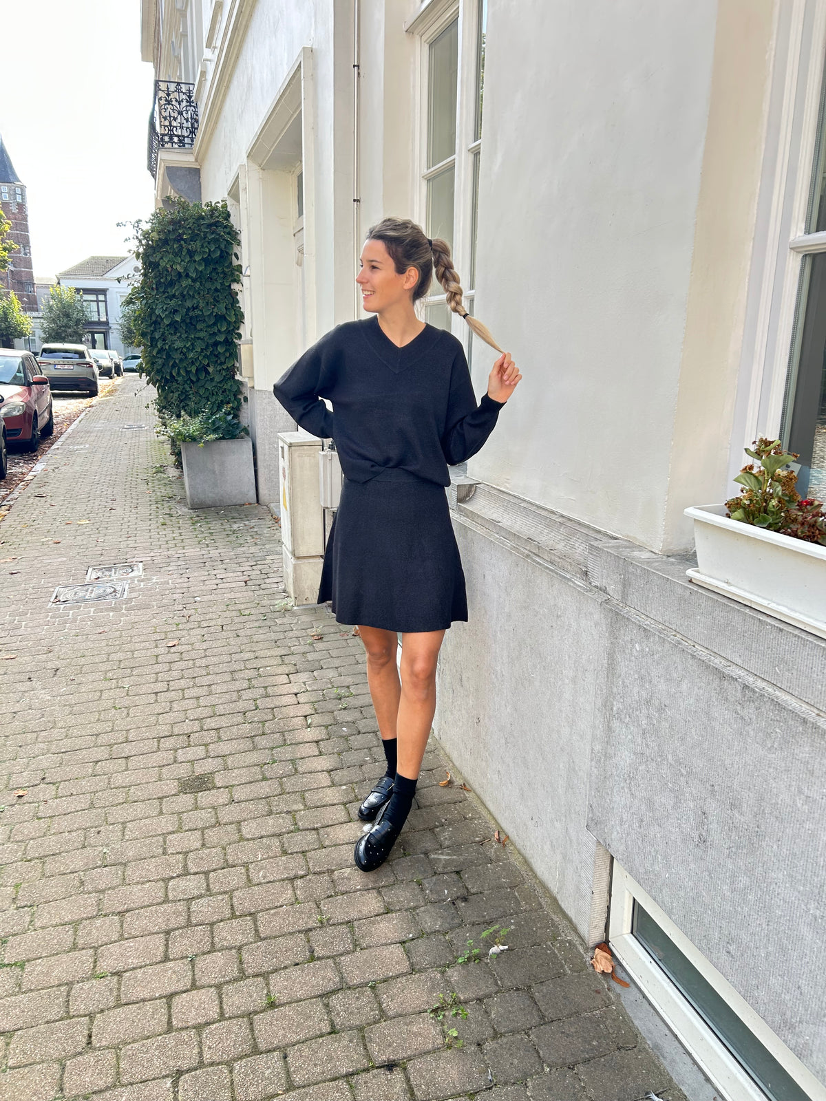 Kaffe Knit Skirt Loanna - Dark Grey Melange - Grey