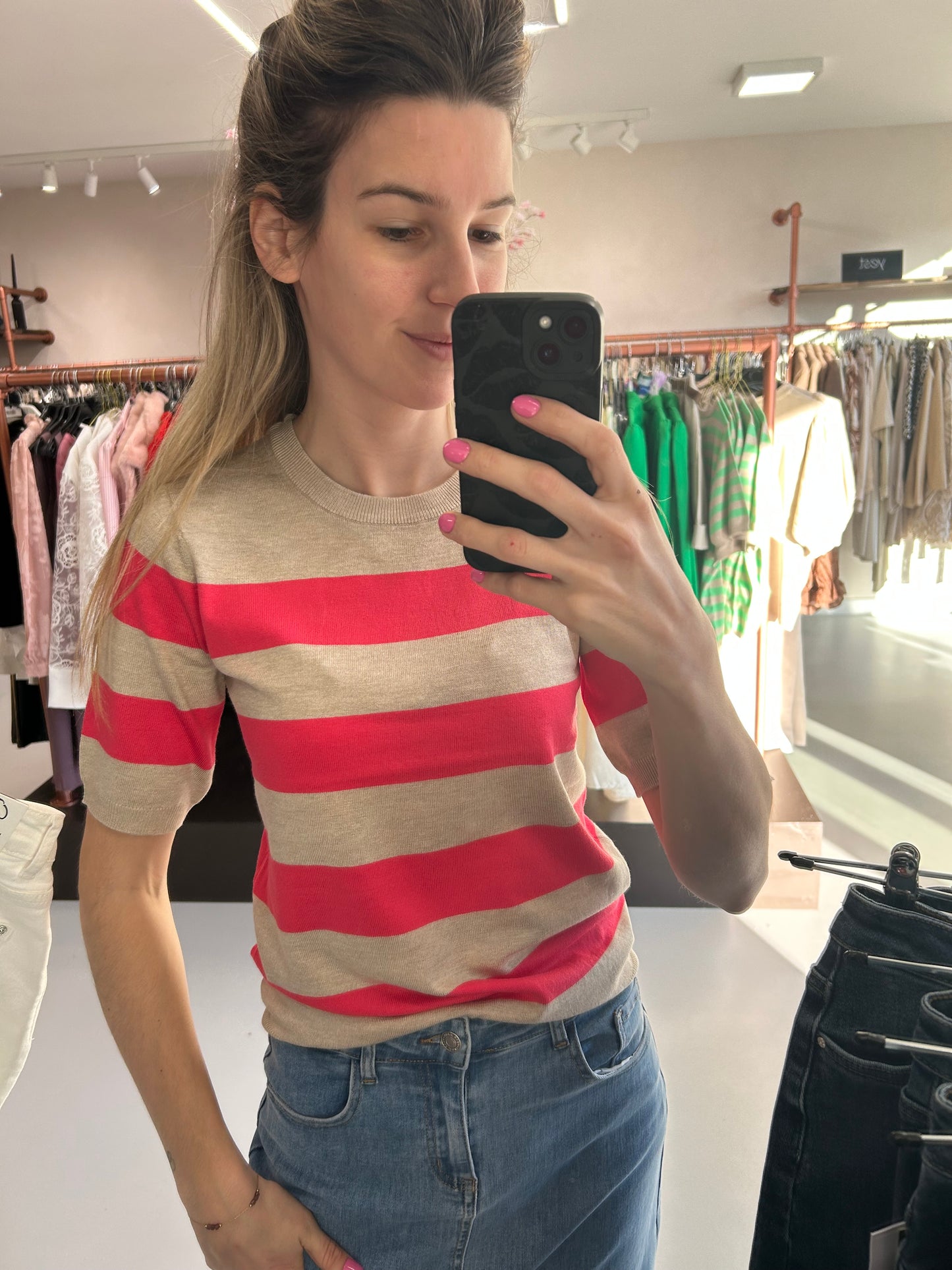 Lizza striped knit raspberry Kaffe