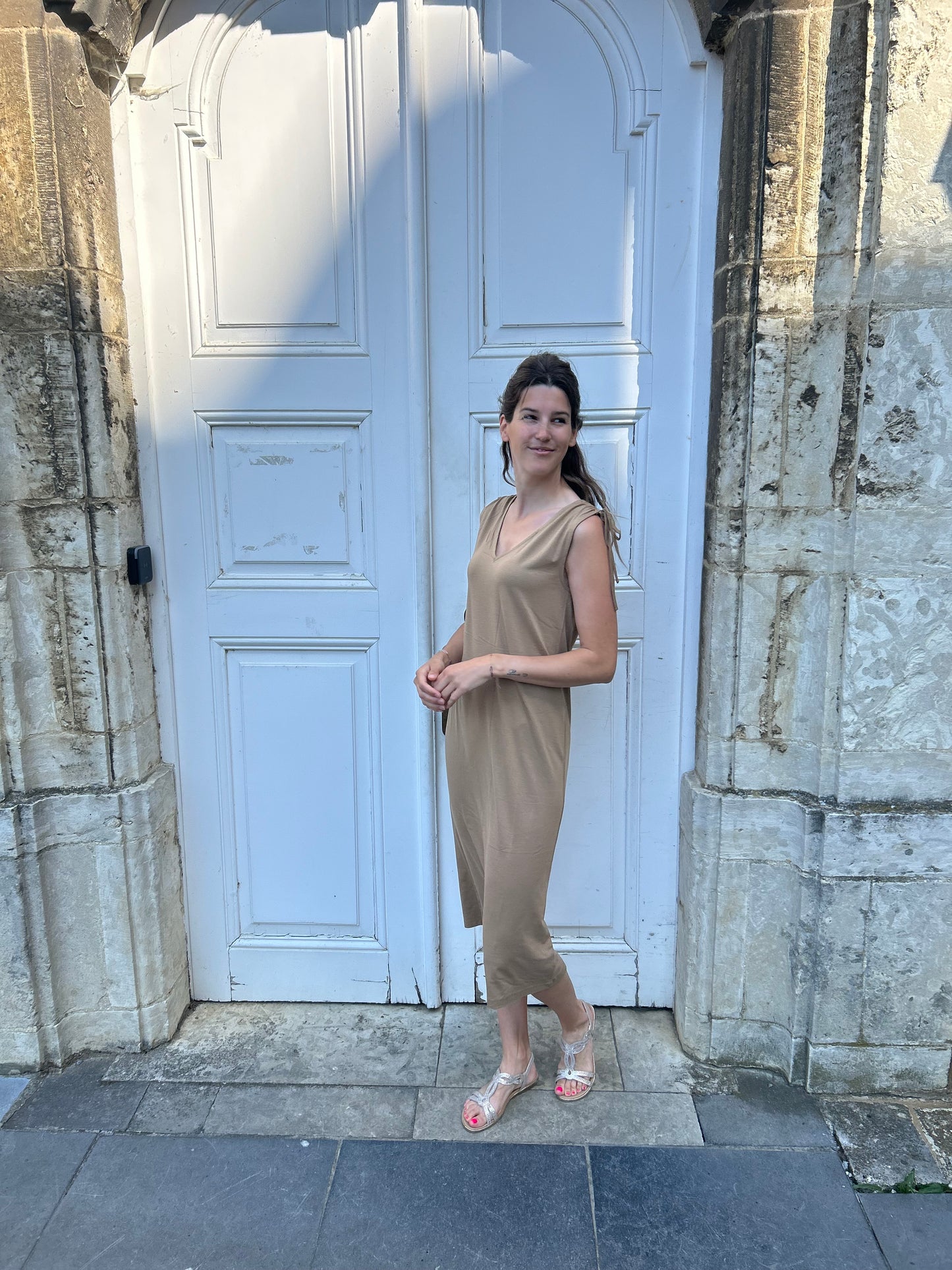 Yest jurk Tekla Essential summer taupe