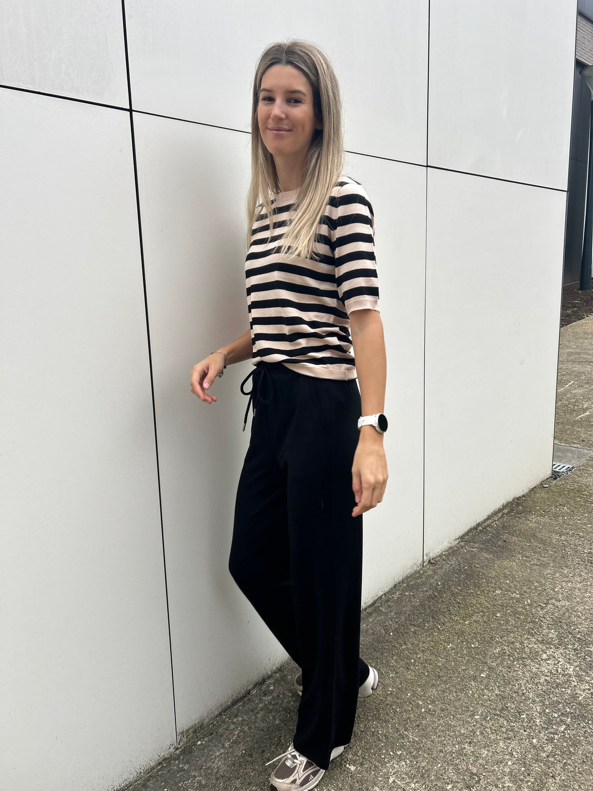 Kaffe Striped knit Lizza Smoke Gray/Black Deep