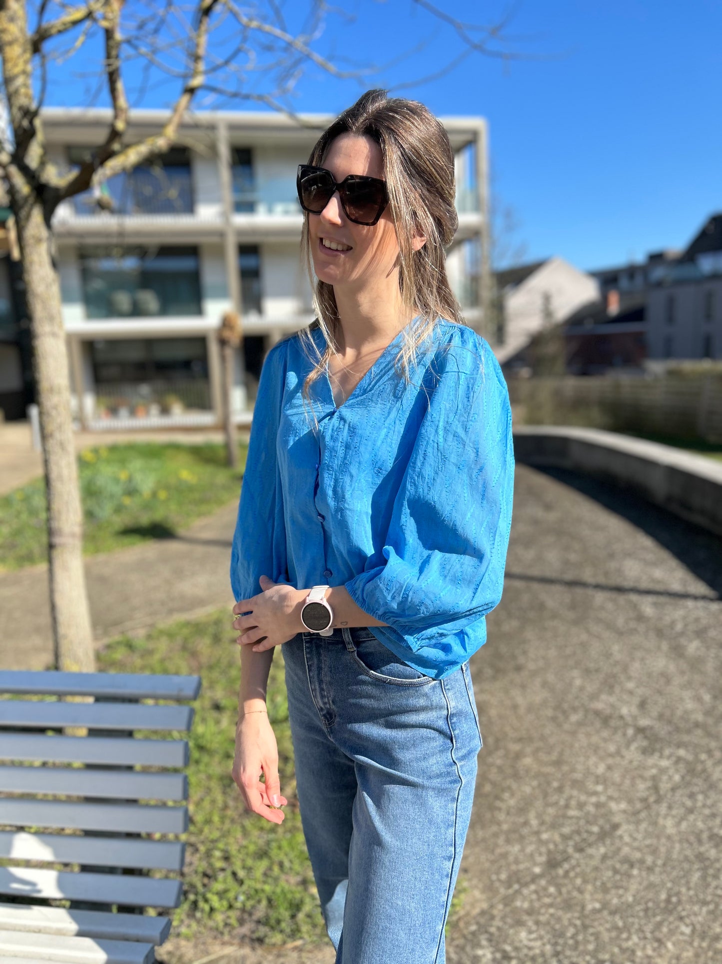 Kaffe hemd Gabriela V-neck blauw