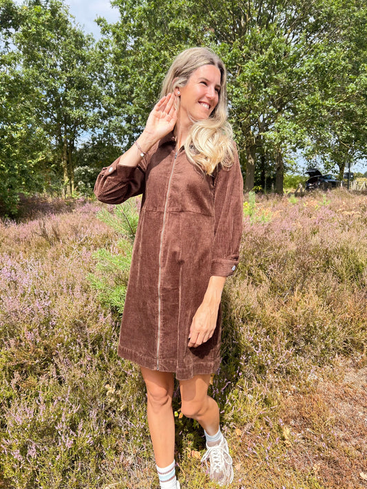 Kaffe Corduroy Dress Sella - Carafe - Brown