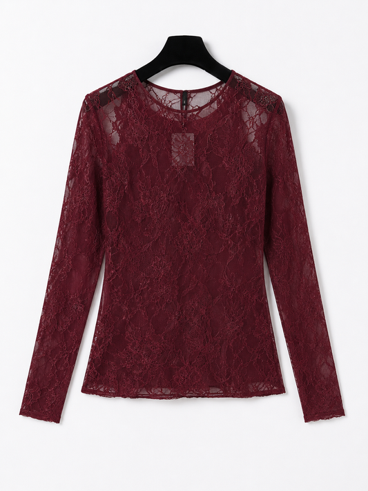 Kanten top Millie Bordeaux