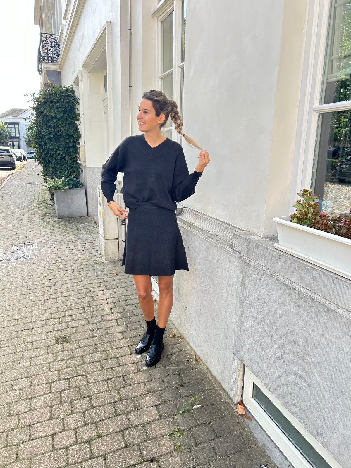 Kaffe Knit Pullover Loana - Dark Grey Melange - Grey