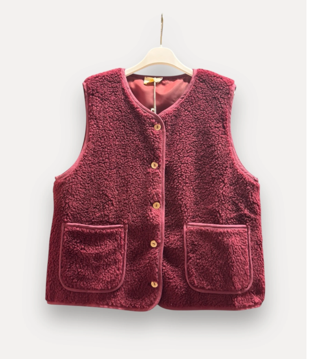 Teddy vest Jelka bordeaux