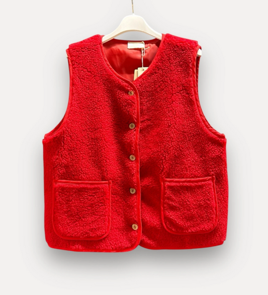 Teddy vest Jelka rood