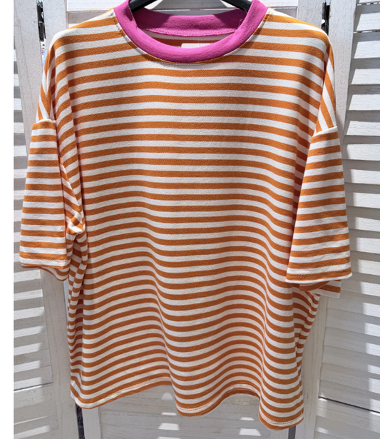 T-shirt Isa streepjes orange/white