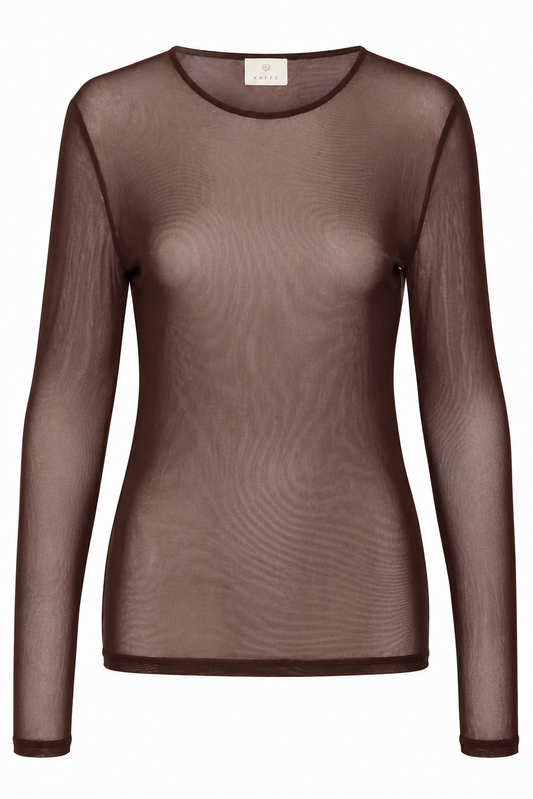 Kaffe Chai Mesh T-shirt Coffee Bean Brown